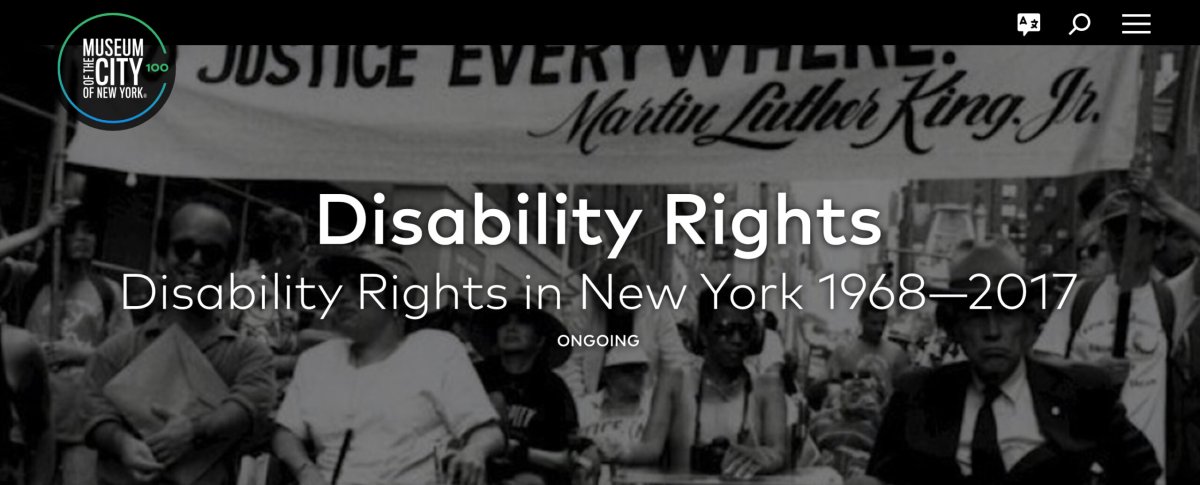 Screen grab of ‘Disability Rights” exhibition ad on Museum of the City of New York website.