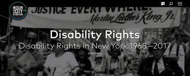 Screen grab of ‘Disability Rights” exhibition ad on Museum of the City of New York website.