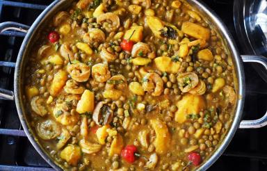 Curry Pigeon Peas With Shrimp recipe.
