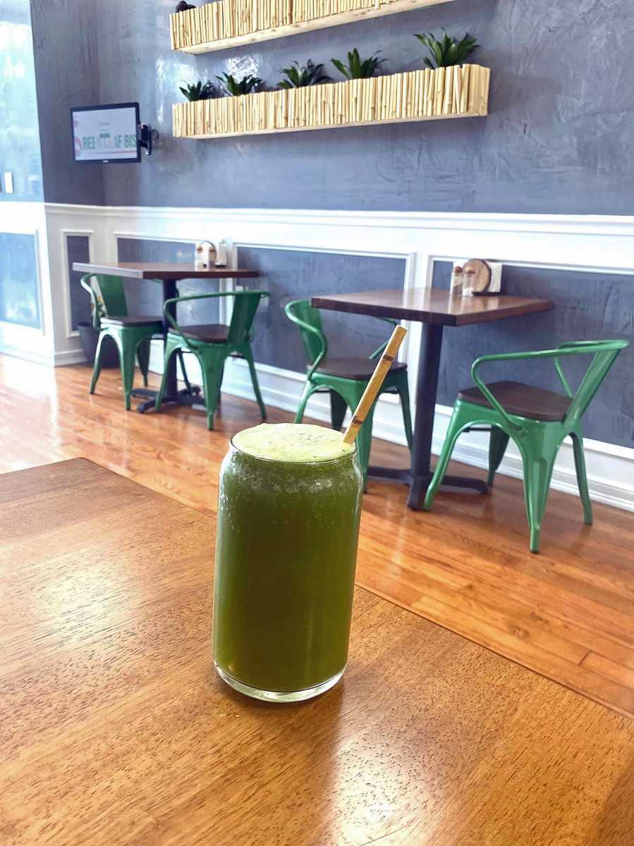 Sit and dine inside Green Leaf Bistro in Queens.