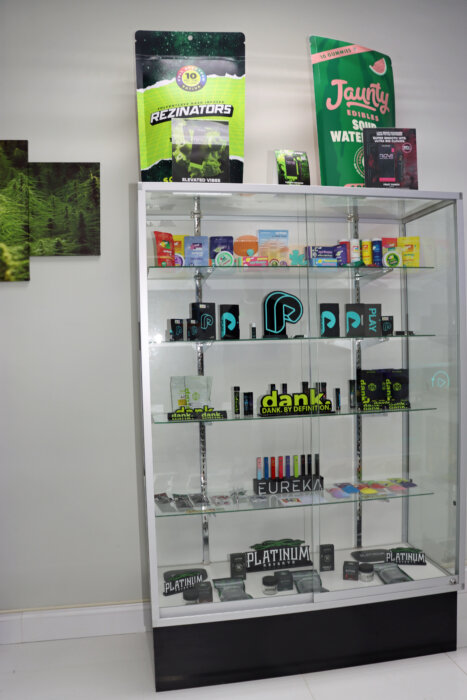 Cannabis products on display.