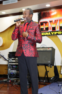 Hamlet sings “Take a Stand" in the preliminary round of the judging of the Dynamite Calypso Tent in Brooklyn in June 2023 during Vincy Mas celebrations.