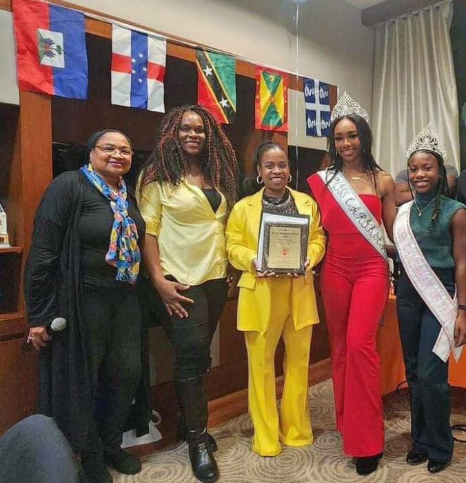 From left, Debbie Agbessi, Kylla Herbert, Dr. Berdine Gordon-Littrean, Nya Ryan - Miss Caribbean U.S. Teen 2023, and Sabrine Semper – Miss Caribbean U.S 2023.