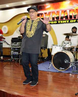 Jose Juan: sings "St. Vincent Carnival" in preliminary judging, for Vincy Mas, of Dynamite Calypso Tent in Brooklyn in June 2023.