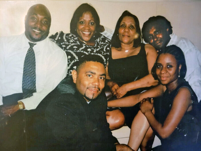 Owner of G's Restaurant Gwendolyn Willie surrounded by her five children.