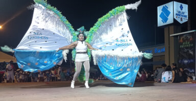The Sea Goddess of the band “Bacchanal Sailors,” on stage in Couva, Trinidad on Tuesday, Feb.13, 2024.