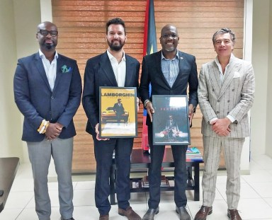 Producer Andrea Iervolino (second from left) commits to funding film production course at UWIFIC (University of the West Indies Five Islands Campus).”