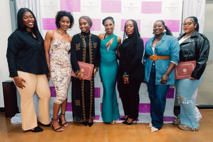 In celebration of Women's History Month, BKLYN Commons in association with NYBeauty Suites hosted a festive soiree celebrating all things women. The evening kicked off with an awards ceremony honoring trailblazing, wellness, and beauty-preneurs who are making outstanding strides in the beauty and wellness space. Beauty & Wellness-preneurs honorees included from left – Ashley Taylor; Kerryann Bertrand; Dede Dia; Marissia Malcolm; Virhonjeale Sherdan-Matteson; Shantini Alleyne-Cooper and Niara Mullings.
