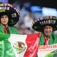 Mexico fans cheer before a CONCACAF Nations League final soccer match against the United States, Sunday, March 24, 2024, in Arlington, Texas.