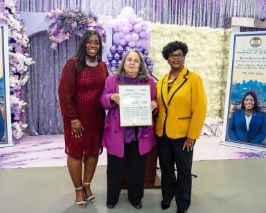 From left, Bronx Borough President Vanessa L. Gibson; President of Hostos Community College Daisy Cocco De Filippis and Bronx District Attorney Darcel Clarke.