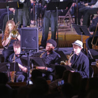 Xavier Belfon of Olympus Academy (third from right) performing in the Honors Festival Jazz Band.
