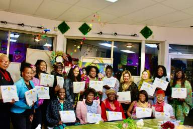 Participants of a March 27, Conversations with Phenomenal Woman presentation, display their citations bestowed by Senator Britnee N. Timberlake, of the 34th New Jersey Legislative District, after an evening of empowering, and insightful talk at Queens Twisted N' Brushes Art Ggallery, as International Women's Month comes to a close.