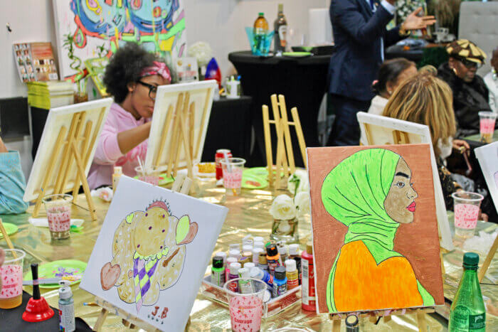 A mindfulness painting on canvas session at Queens Twisted N' Brushes, was part of a March 27, Conversations with Phenomenal Woman program in partnership with the Bibi Alli, and Lady Ira Lewis foundations, as International Women's Month closes.