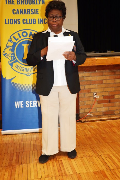 Brooklyn Canarsie Lions Jean Joseph addresses ceremony.