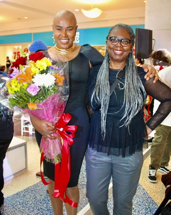 Host, Kamla Millwood, left, and Dawn Simon, area senior manager of marketing, Kings Plaza Mall, were applauded for the wonderful afternoon of fashion entertainment.
