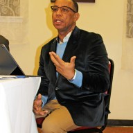 Dr. Peter Bonadie makes a point during a panel discussion, in February 2019, at Trinity Methodist Church on Eastern Parkway, Brooklyn, on the ‘Currency of Freedom’ for Black History Month, organized by the St. Vincent and the Grenadines, Ex-Teachers Association of New York.