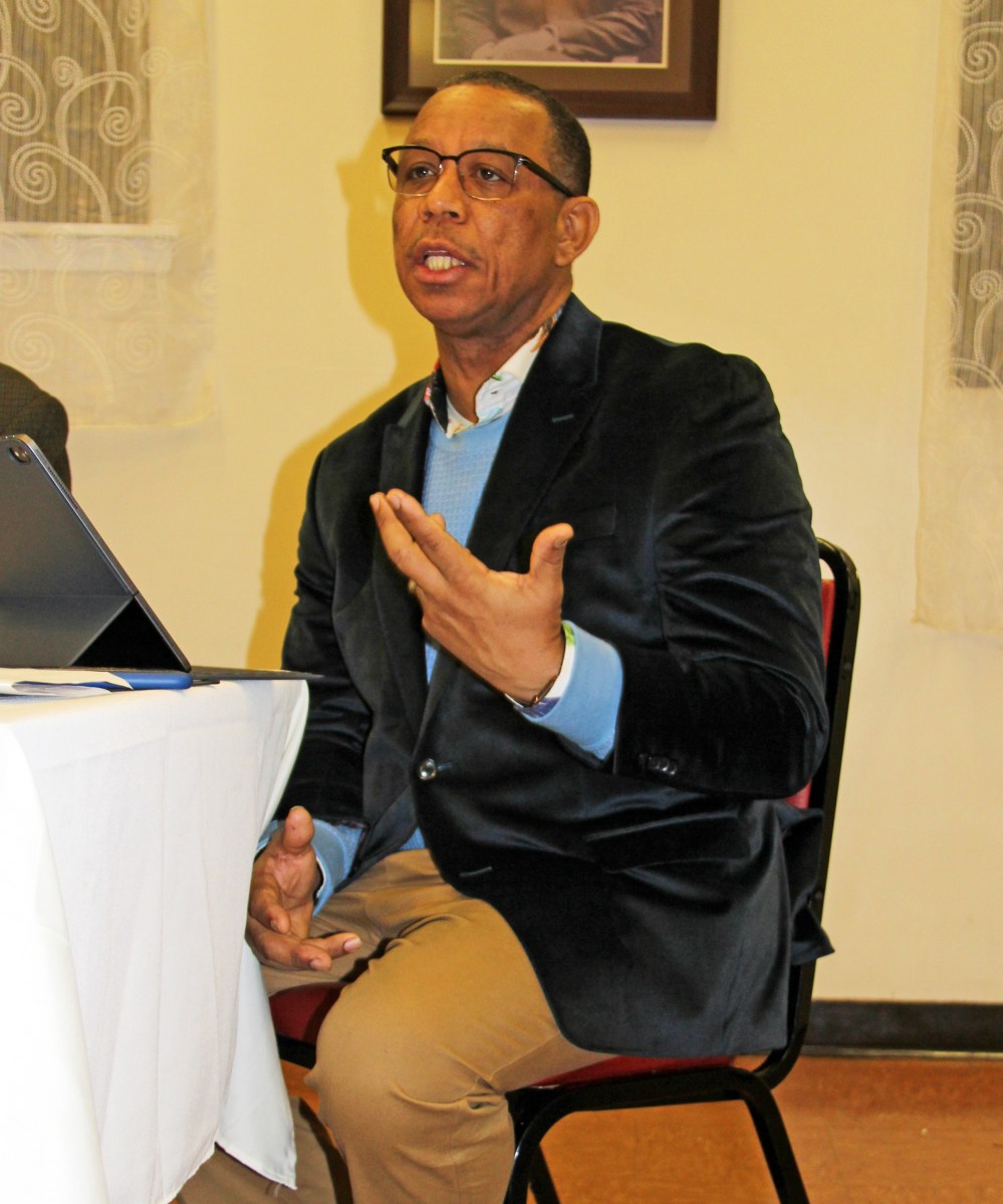 Dr. Peter Bonadie makes a point during a panel discussion, in February 2019, at Trinity Methodist Church on Eastern Parkway, Brooklyn, on the ‘Currency of Freedom’ for Black History Month, organized by the St. Vincent and the Grenadines, Ex-Teachers Association of New York.