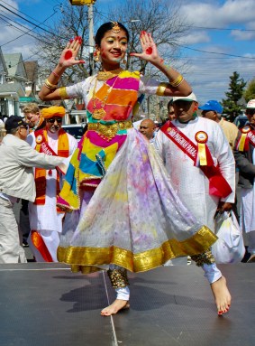 Wearing a colorful sari, young dancer, Manju Chan, showcased the beauty of the festival in a classical Indian choreography at the 36th Annual Phagwah parade in Little Guyana, last Sunday.