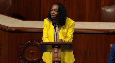 Congresswoman Yvette Clarke on the floor in the House of Representative addressing the plight in Haiti.
