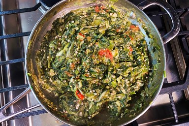Bhagi – Spinach with okra recipe