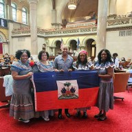 The Haitian-American Legislative Delegation, from left: Kimberly Jean-Pierre, Michaelle C. Solages, Clyde Vanel, Rodneyse Bichotte Hermelyn, and Phara Souffrant Forrest.