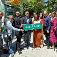 NY City Councilman, Shaun Abreu (fourth from left ) standing with family members of the late Judge Hubert T. Delany.