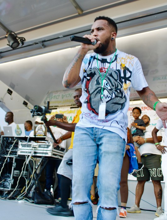 Soca Monarch Adrian Dutchin put on a fiery performance and revved up the crowd at the Annual Family Fun Day in Orange, NJ on July 14.