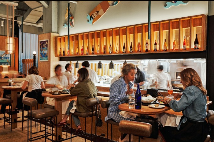 Patrons at the Hav & Marc Restaurant in Chelsea.