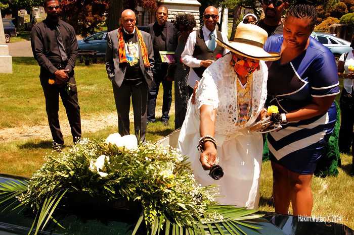 Vinette K. Pryce (left) at the funeral of her mother, Vena W. Baker which took place on Tuesday, June 25, 2024.
