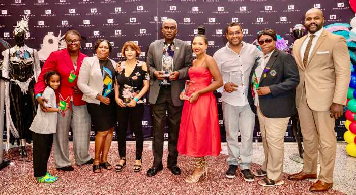 From left, Senator Roxanne Persaud, Kings Plaza General Manager, Emma Dawson, Shamila Pantaleon, Gardy Brazela, Kathleen LeBlanc, Calvin Sennon, Jean Joseph, Tristan Massalay-Ellis, at Kings Plaza Annual Caribbean American Heritage Month celebration on Wednesday, June 26.