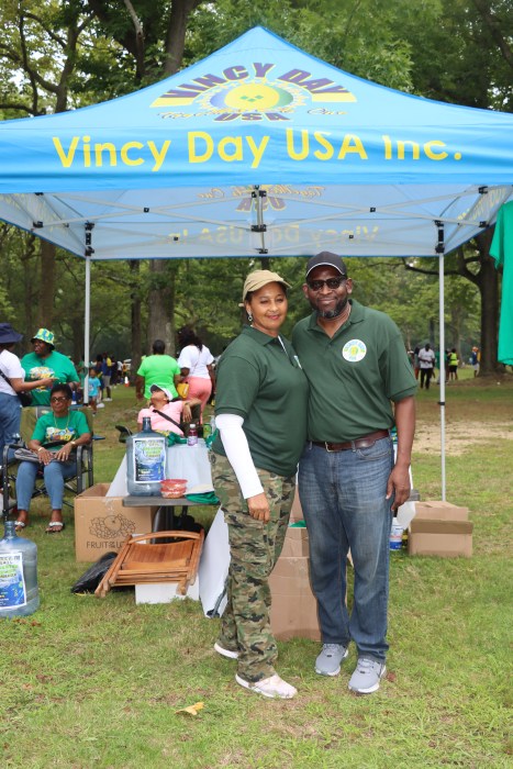 Vincy Day USA Chairman Raymond Otis Lewis with secretary Rhonda Nero at the Vincy Day USA tent.