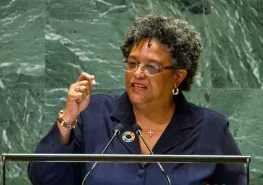 Mia Amor Mottley, Prime Minister, Minister for National Security and the Public Service, and Minister for Finance, Economic Affairs and Investment of Barbados, addresses the general debate of the General Assembly's seventy-ninth session.