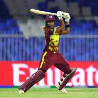 Hayley Matthews of West Indies bats during the ICC Women's T20 World Cup Semi-Final 2024 match between West Indies and New Zealand at Sharjah Cricket Stadium on October 18, 2024 in Sharjah, United Arab Emirates.