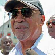 Suriname former President Desi Bouterse leaves the High Court of Justice for his appeal case against the Court Martial sentence of 20-year jail for his involvement in the murder of 15 people when he ruled in 1982 during his military government, in Paramaribo on March 31, 2023.