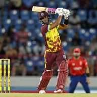 Shai Hope of the West Indies bats during the 4th T20 International between the West Indies and England at Daren Sammy National Cricket Stadium on Nov. 16, 2024 in Gros Islet, Saint Lucia.