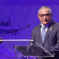 Prime minister of Belize John Briceno delivers a speech at the European development days with the Belgian Queen as defender of United Nations sustainable developments goals, in Brussels, Tuesday 21 June 2022.