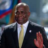 Roosevelt Skerrit, the Prime Minister of the Commonwealth of Dominica arrives to the Microsoft Theater for the opening ceremonies of the IX Summit of the Americas on June 08, 2022 in Los Angeles, California.