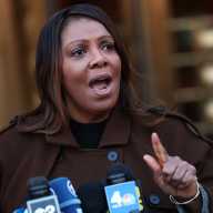 NY Attorney General Letitia James speaks during a press conference on the Department of Government Efficiency (DOGE) at Manhattan Federal Courthouse on Feb. 14, 2025 in New York City.