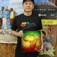 Eisaku "Selector A" Yamaguchi with his latest album “Reggae Loves Africa Vol. 2.”