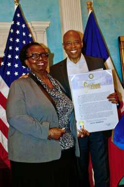 CWA Local 1180 President Gloria Middleton, left, was honored with a Citation from NYC Mayor Eric L. Adams, during a reception to honor Women's History Month, on Thursday, March 27, 2025 at Gracie Mansion.