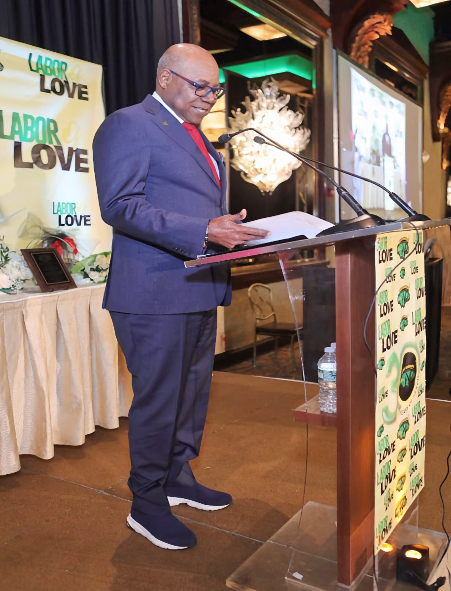 Jamaica’s Minister of Tourism Edmund Bartlett makes his address to the Diaspora who attended the Team Jamaica Bickle event in New York on Sunday, April 14, 2024.