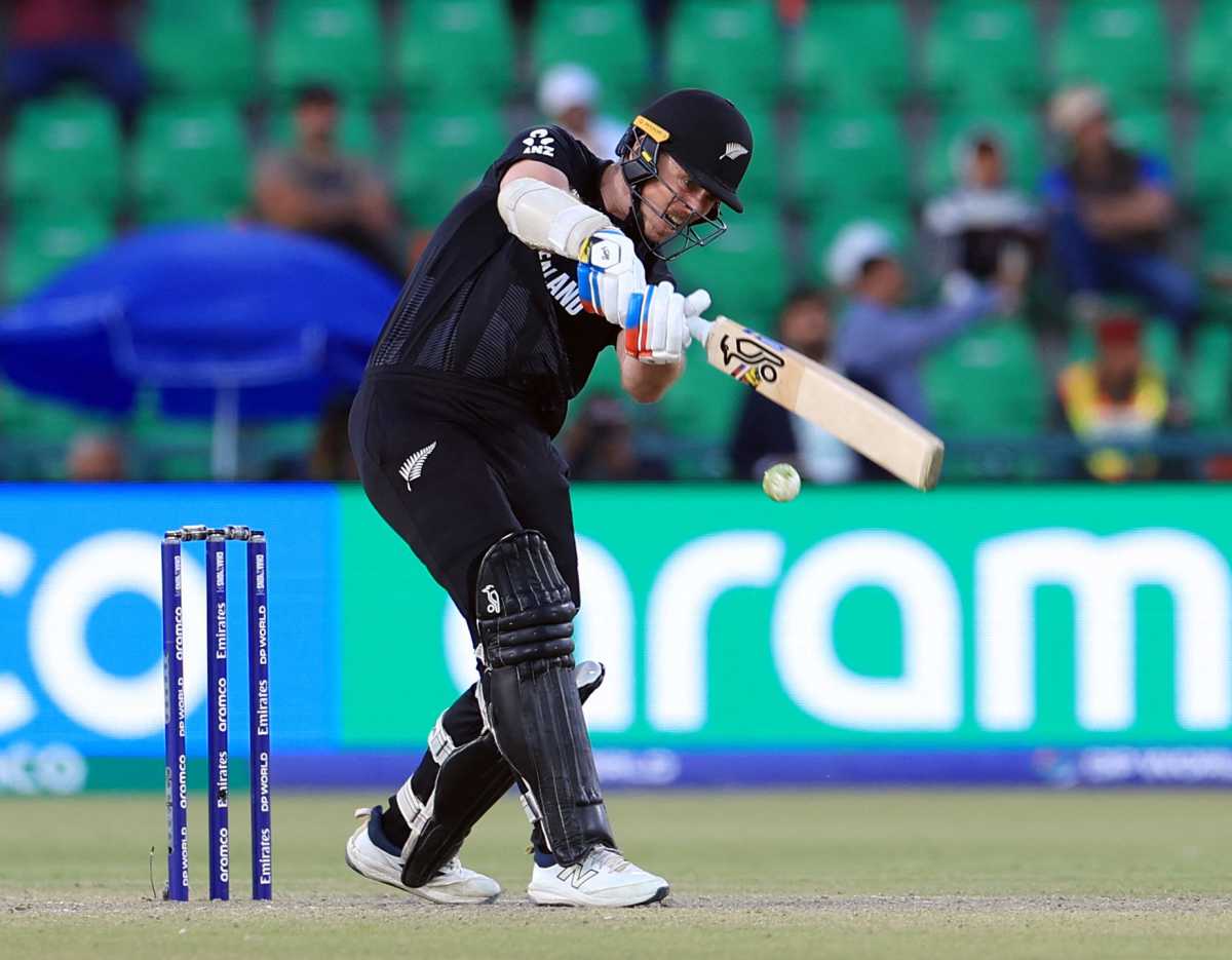 New Zealand's Michael Bracewell in action against South Africa at the Gaddafi Stadium, Lahore, Pakistan - March 5, 2025.