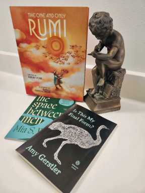 Poetry books by various authors.
