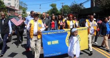 Elected officials join Brooklyn Canarsie Lions in parade.