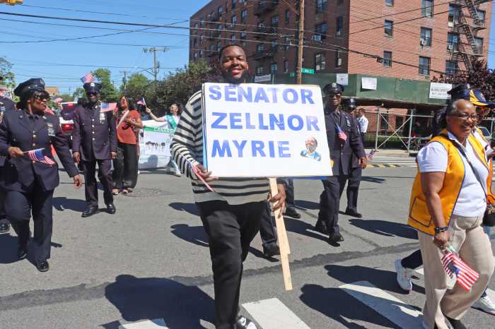 Promoting Sen. Zellnor Y. Myrie, candidate for Mayor of New York City, at the Memorial Day Parade.