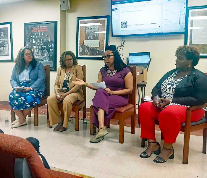 From left, panelists Pastor Venessa Castro, Sharon Rose, Maternal Child Health Provider, Trinisha Williams, midwife and ZuShana Turner, therapist.
