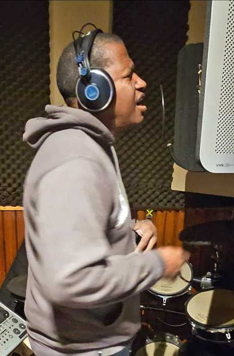 Cecil B The Artist in the studio.
