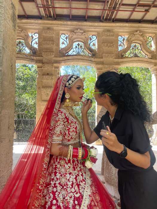 Sewett, renowned for her versatility in makeup artistry, prepares a bride for her special day, showcasing her expertise beyond SFX to include everyday beauty and glamorous looks.