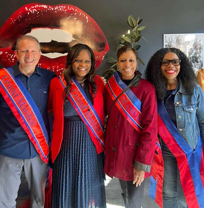 At Lips Cafe, from left, NYC Comptroller Brad Lander, Assembly Member Rodneyse Bichotte Hermelyn, City Council Speaker Adrienne Adams, and Council Member Rita Joseph.