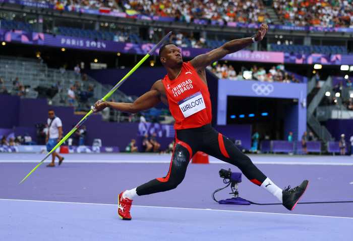 Keshorn Walcott of Trinidad & Tobago in action at the Paris 2024 Olympics Stade de France, Saint-Denis, France - Aug., 06, 2024.